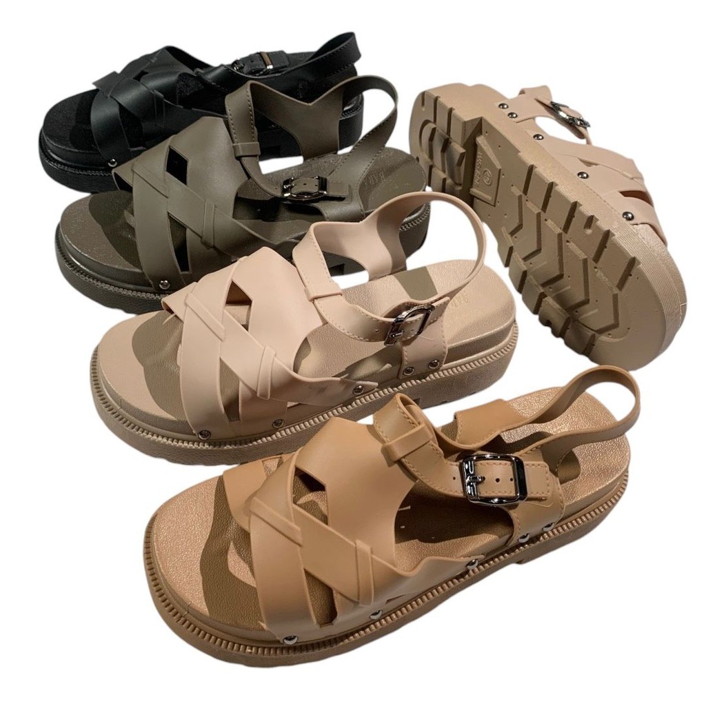 Bara Bara Sandal Selop Silang Karet TL Wanita Import WS898-BRXTL (AD1)