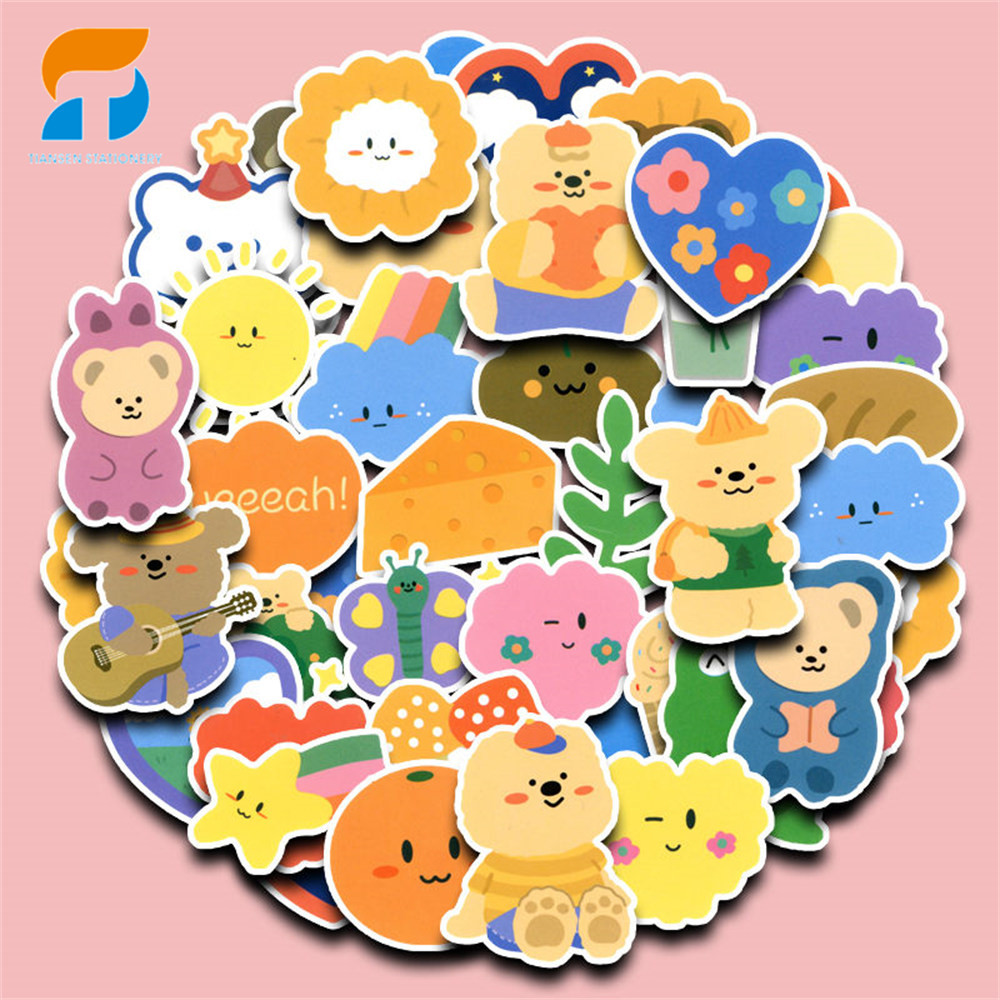 

40pcs Cute Flower Bear Stickers Diy Computer Washi Scrapbooking Laptop Stickers Stationery Arts Crafts