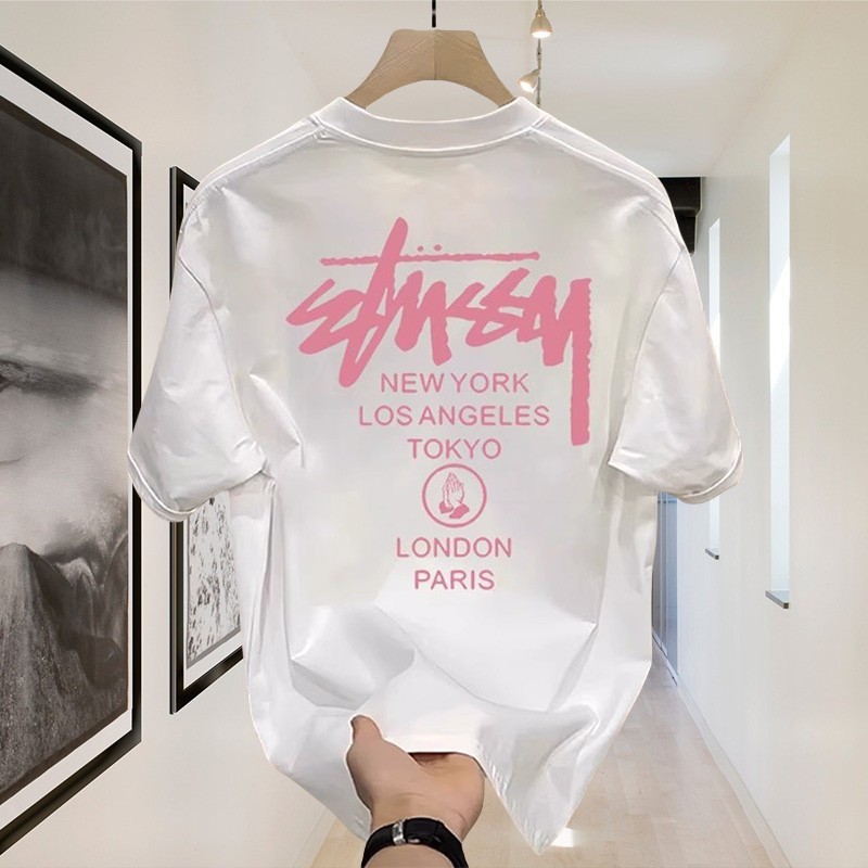 Tshirt Baju Kaos Distro Stussy Pink - Kaos Distro Pria Wanita