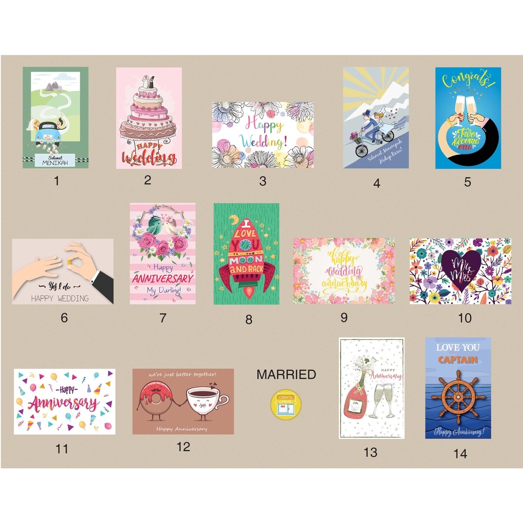 Greeting Card / Kartu Ucapan Spesial Khusus Tema Pernikahan - Wedding Anniversary (MARRIED)