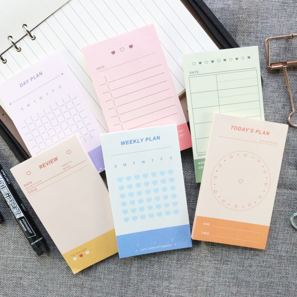 

Domikee Cute color office school time agenda planner memo pad notepad stationery:to do list weekly planner monthly planner pad