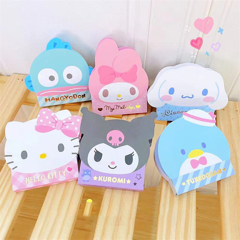 

6pcs/lot Sanrio Melody Kuromi Cinnamoroll Memo Pad Sticky Notes Stationery Label Notepad Planner Sticker Post School Supply