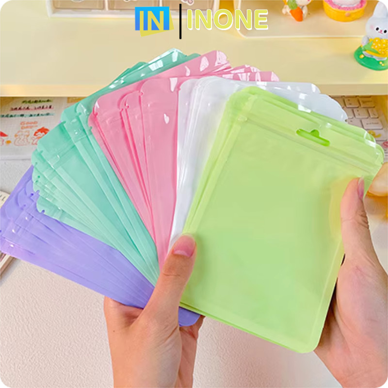 

INONE - Plastik OPP Souvenir Aksesoris Klip Zipper Ziplock Bening Warna Tebal Pink Ungu Hijau Tosca Biru Kuning