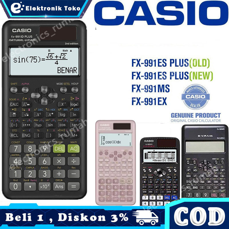 

Kalkulator Scientific Casio ilmiah FX-991EX/991ES-Plus Calculator Scientific Casio Kalkulator Casio Scientific 417 Fungsi/Dua Sumber Tenaga Baterai Dan Tenaga Matahari/40 Konstanta Rumus