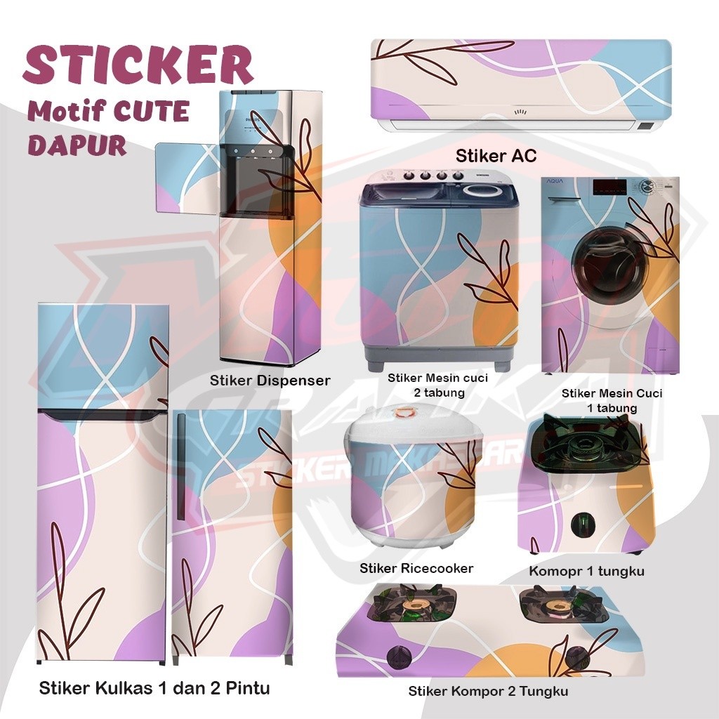 Dekorasi rumah Stiker kulkas kompor mesin cuci pintu tabung mata Rice Cooker Dispenser Ac motif cute