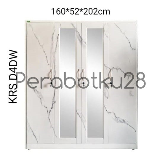 [ PERABOTKU28 ] LEMARI PAKAIAN IMPORT BESI 4 PINTU / LEMARI BAJU IMPOR BAHAN PLAT BESI 4 PINTU