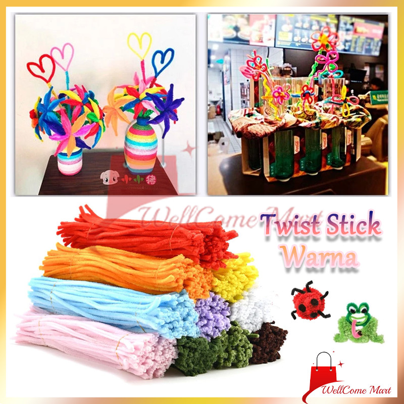 

Kawat Bulu Polos 100 Pcs/Kawat Kerajinan Tangan/Kawat Bulu Dekorasi Buket Wisuda/Twist Stick Warna