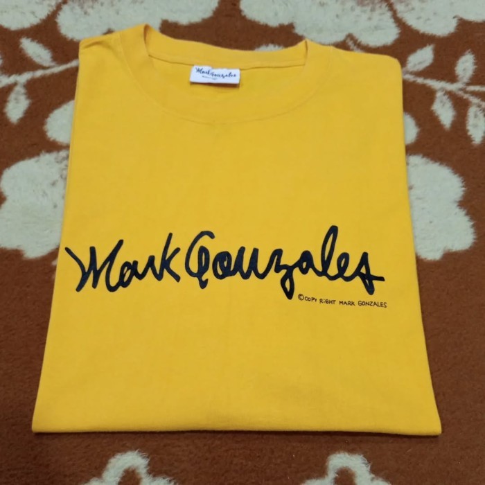 tshirt kaos pria yellow MARK GONZALES sz XL polos basic murah bagus