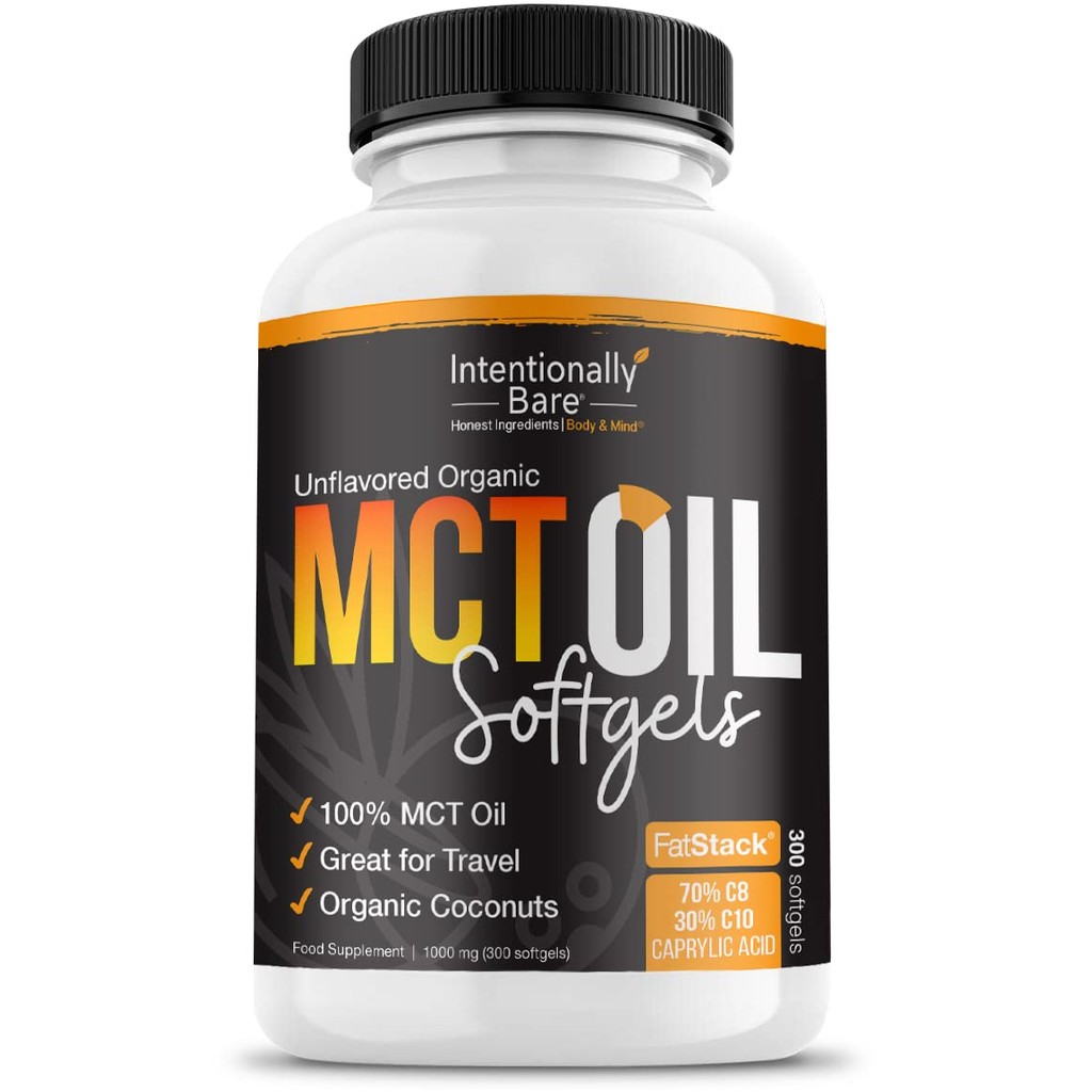 Intentionally Bare Organic MCT Oil Capsules - 70% C8 MCT Oil & 30%