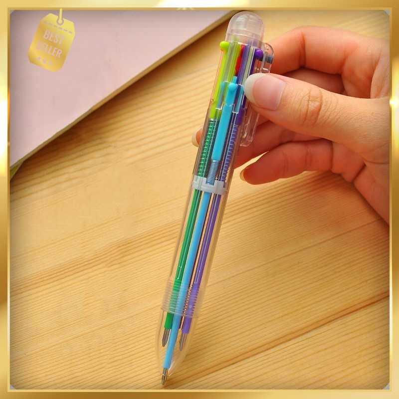 

Pulpen 6in1 Pena Bolpoin Warna-Warni Multi Colored Pen