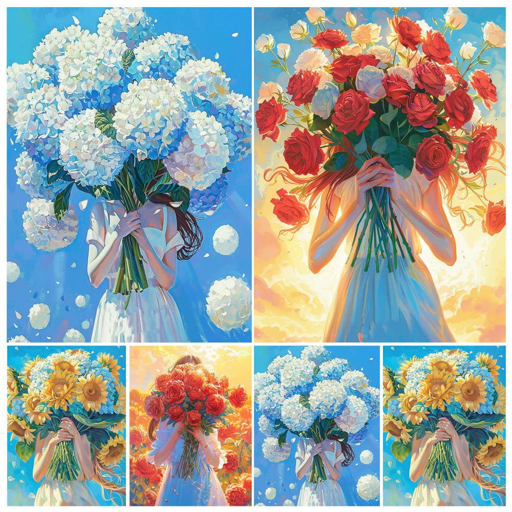 

Painting by Number Kit Hand The Girl With The Hyacinth Flower DIY Acrylic Painting Acrylic Artwork Art Gift Home Decoration