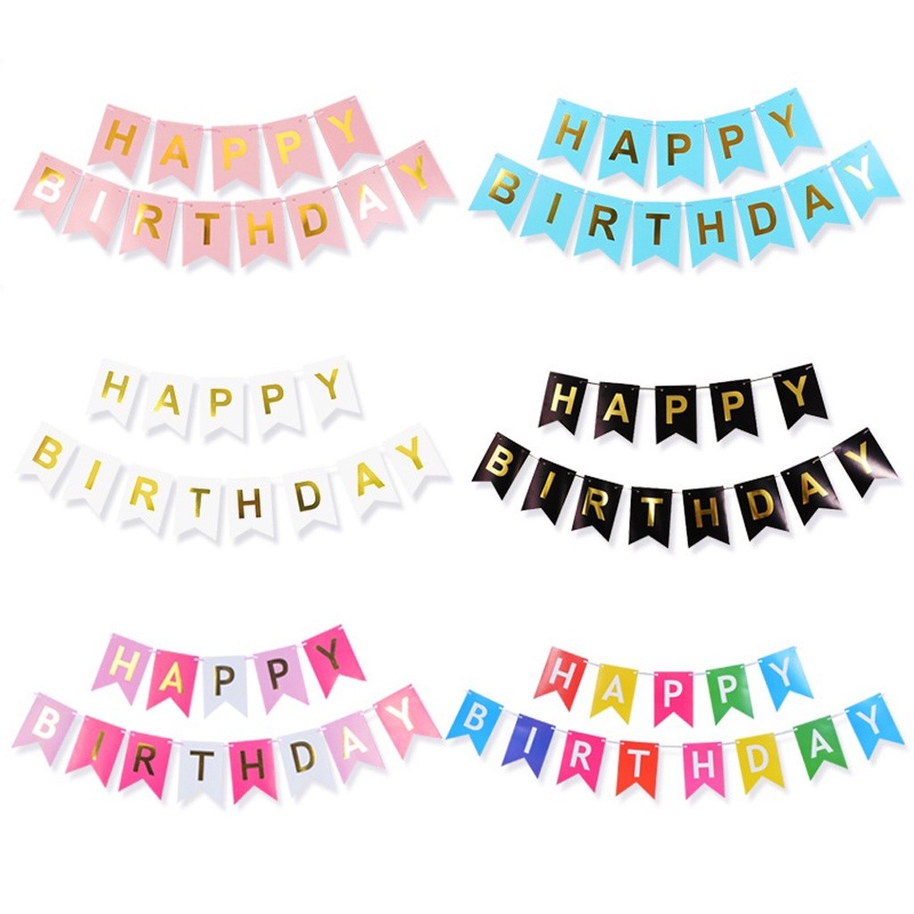 LB - Banner Happy Birthday Banner Ultah Segilima Banner Ulang tahun Polos Murah warna warni R953