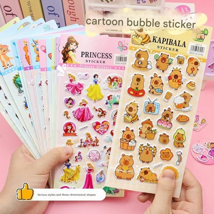 

[LOGU] [MDL BUBBLE] Stiker murah bubble foam labubu capybara, Sticker murah kartun anak