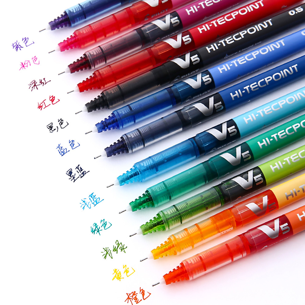 

12Japanese Pilot BX-V5 Gel Pens Hi Tecpoint Straight Liquid Pen Large Capacity Quick-drying Ink 0.5mm Needle Point Stationery