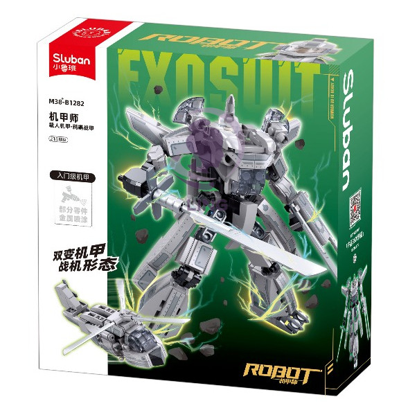 Sluban Bricks Robot Exosuit ARMY-Helicopter 2in1 M38-B1282