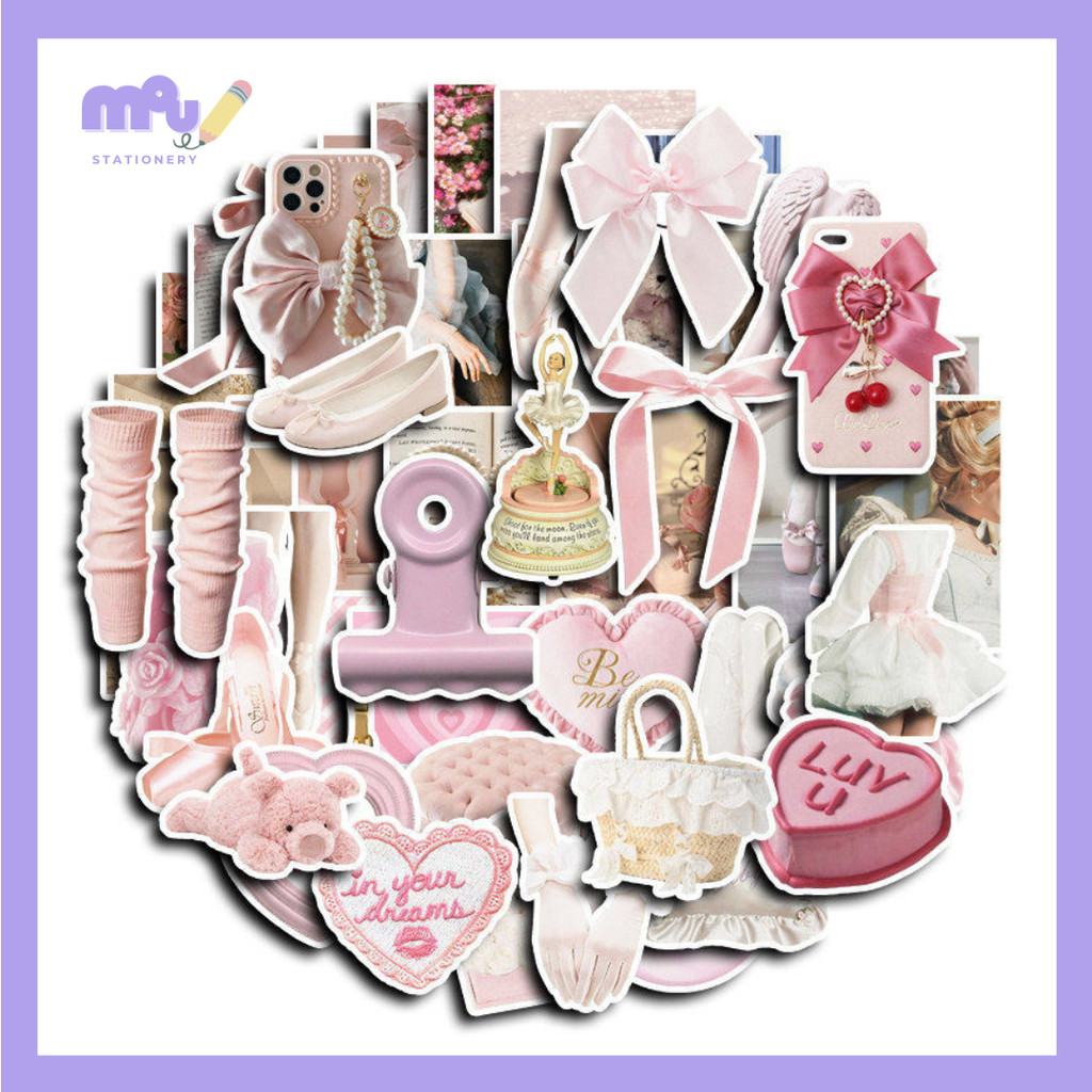 

[MOUMOU] 100pcs Sticker Coquette / Stiker Aesthetic Lucu Gaya Coquette – Untuk Journaling & Dekorasi