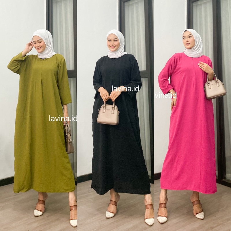 atasan wanita top cewekDaster Crinkle Airflow Gamis Model Lengan 3/4murah