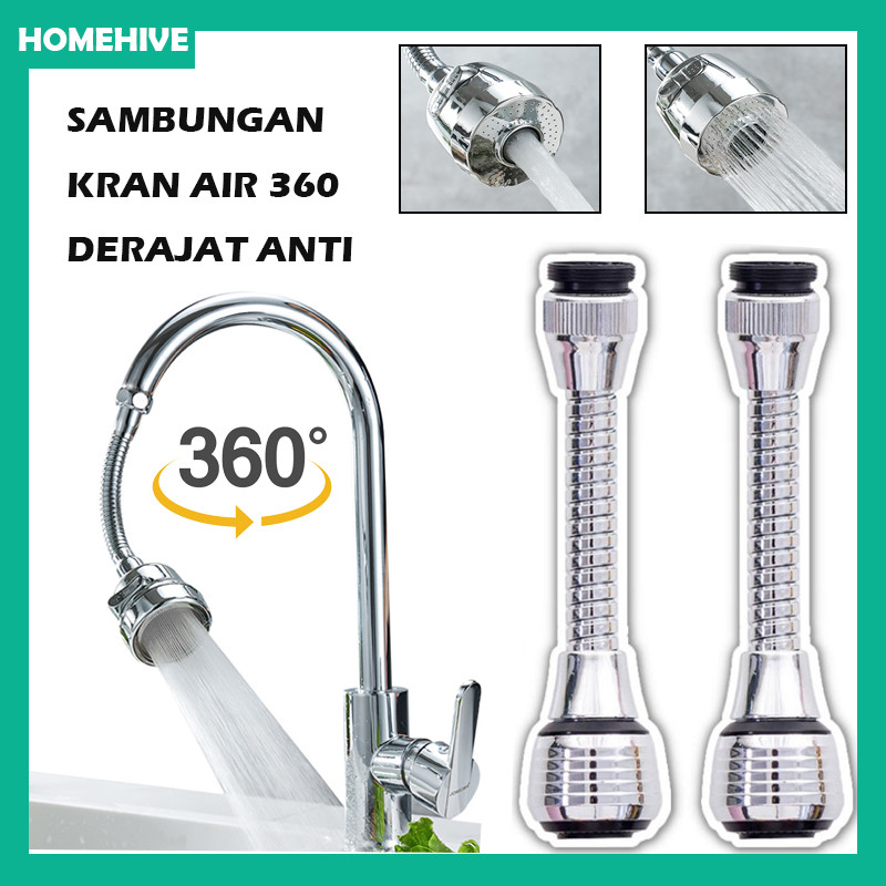 Keran Panjang Stainless Sambungan Kran Air Turbo Flexible / Sambungan Kran Cuci Piring Shower 360 De