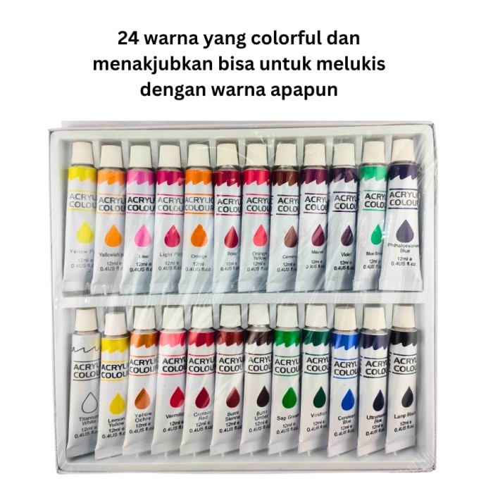 

best -Bazic Acrylic Paint Set 24 Colours 12ml - Cat Akrilik
