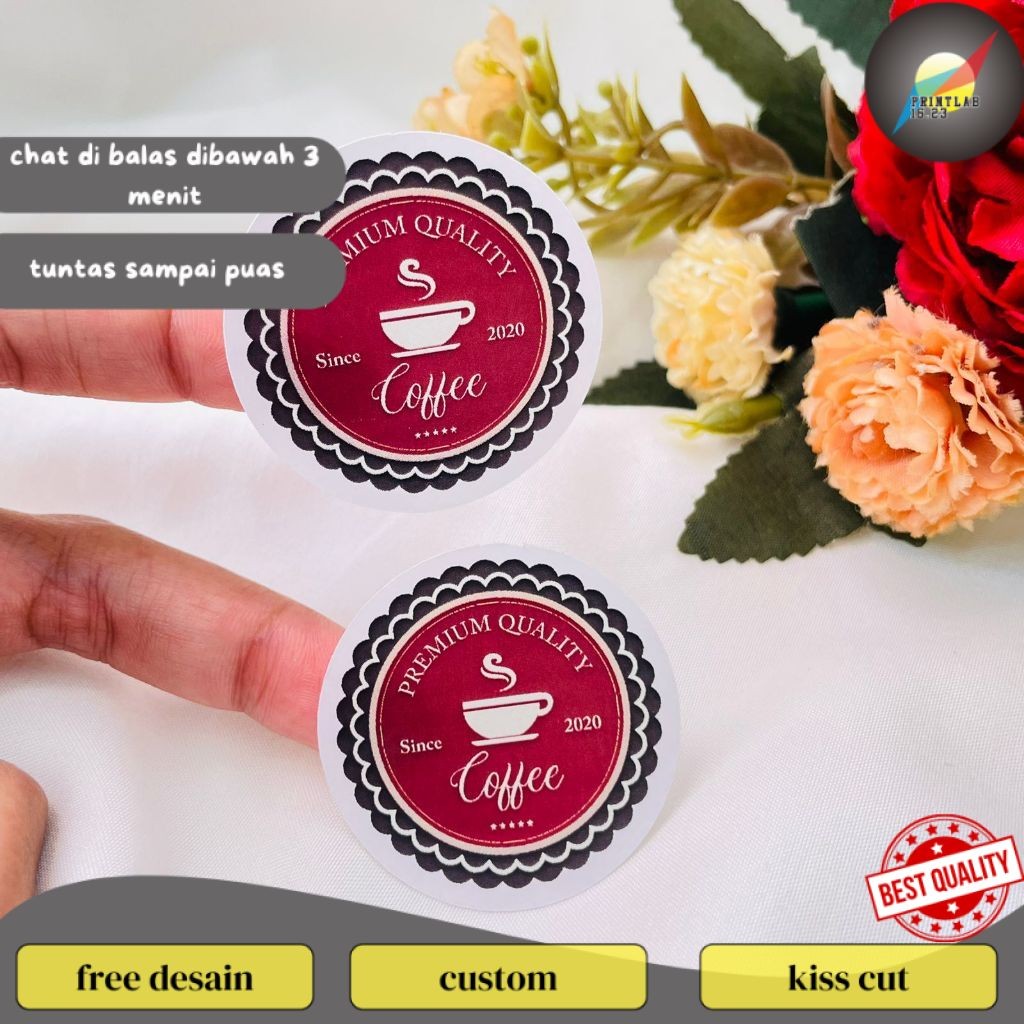 

PrintLab 5-8 Stiker Label Minuman Coffee Sticker Tema Coffe Bulat Chromo Free Desain Kopi Uk.Sedang