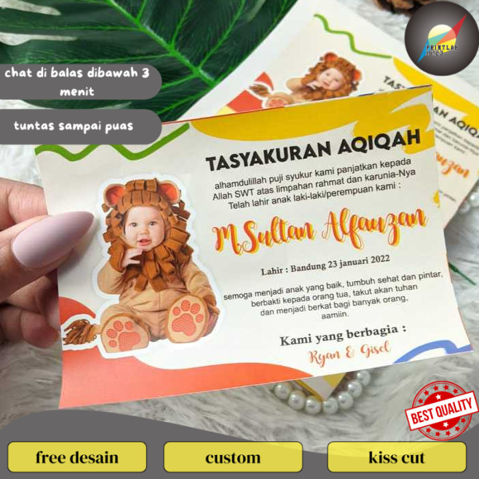

PrintLab Stiker Label Tasyakuran Aqiqah Custom Sticker Persegi Nama Bayi Ucapan Kelahiran Akikah