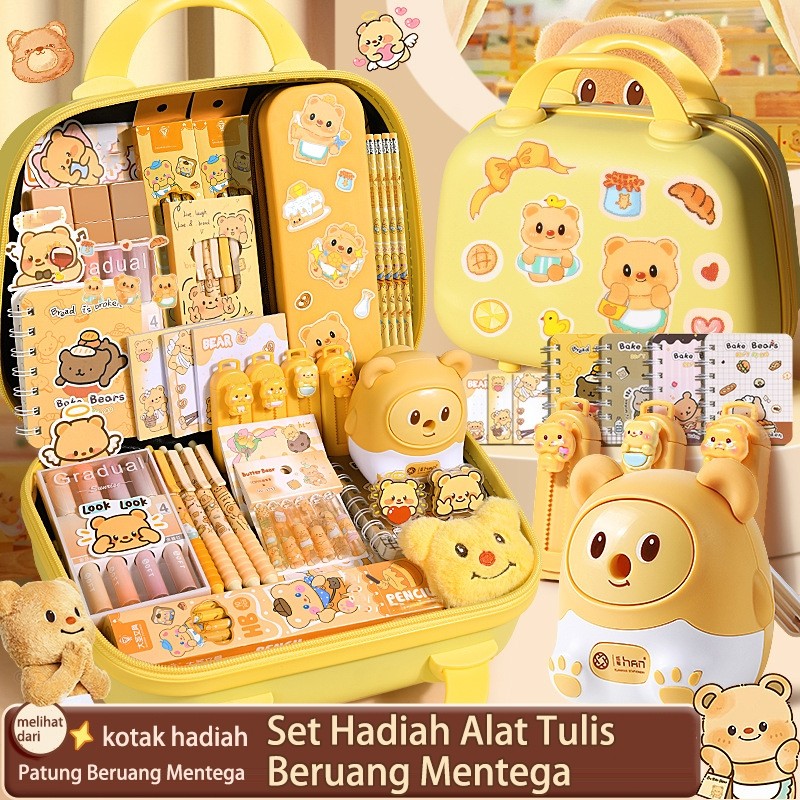 

READY Kotak Hadiah Alat Tulis Beruang Mentega Kotak Set Alat Tulis Siswa Memulai Paket Hadiah Sekolah Perlengkapan Sekolah Anak Penghapus Stationery Pensil High Quality