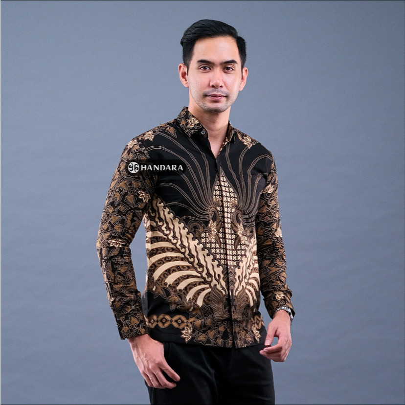 Handara Batik Premium Pria Lengan Panjang Slim Fit Furing - Benang Sari Krem BARU