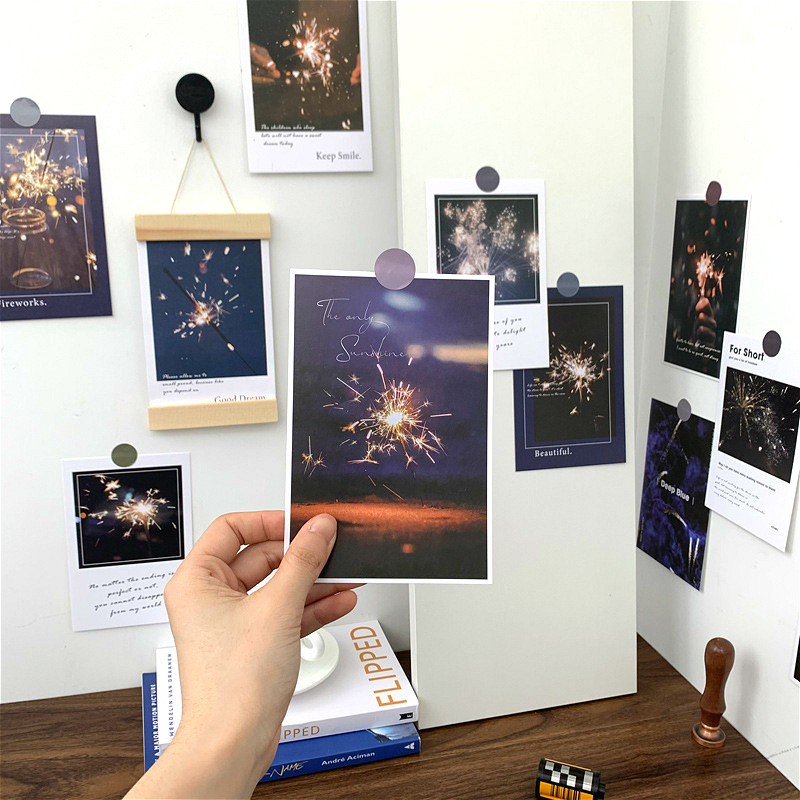 

15Pcs fireworks Decoration Cards Art Postcard Simple best wishes DIY Wall Sticker Photography Props Background Decor Stationery