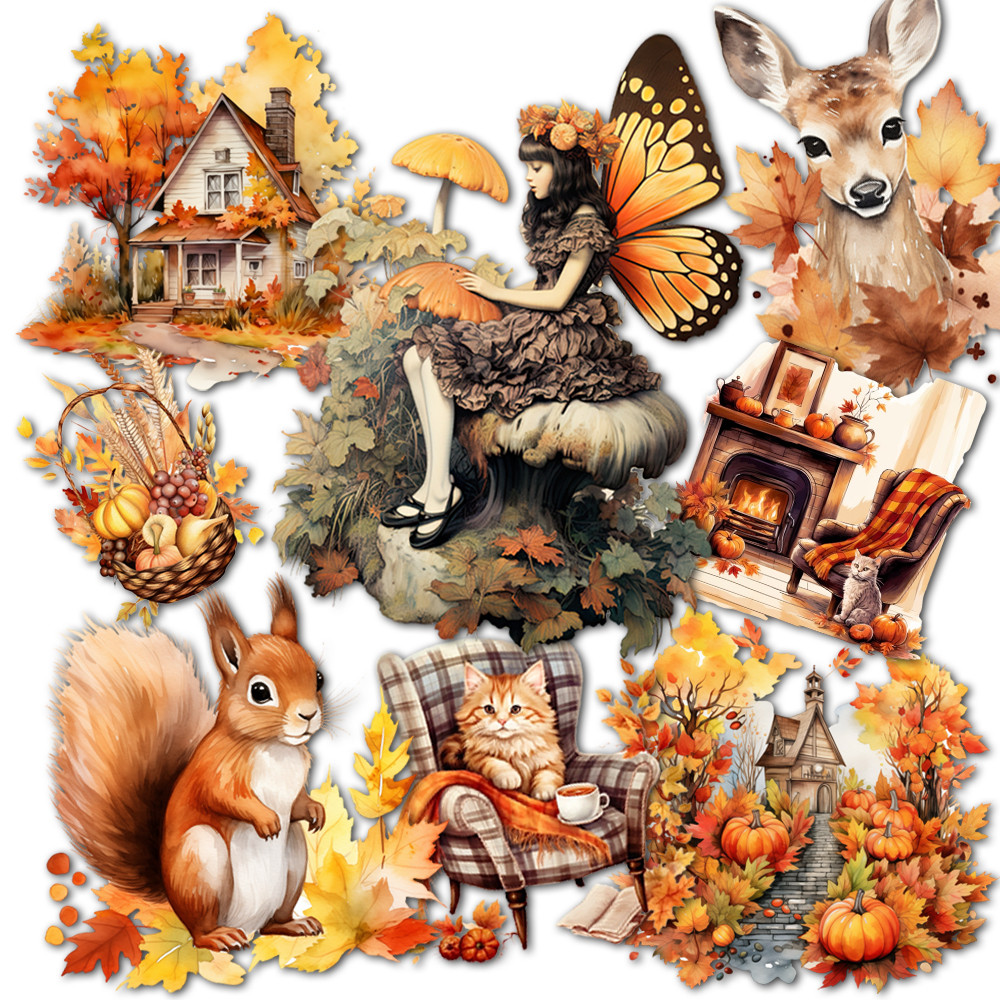 

JAIIMAN120pieces Autumn Fall Fairies Self-adhesive Sticker,Perfect for DIY Crafts, Holiday Decorations,Scrapbooking Supplies