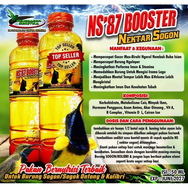 NS 87 Booster Vitamin Burung nektar Sogon Colibry Pleci bernutrisi tinggi Percepat Gacor Maksimal