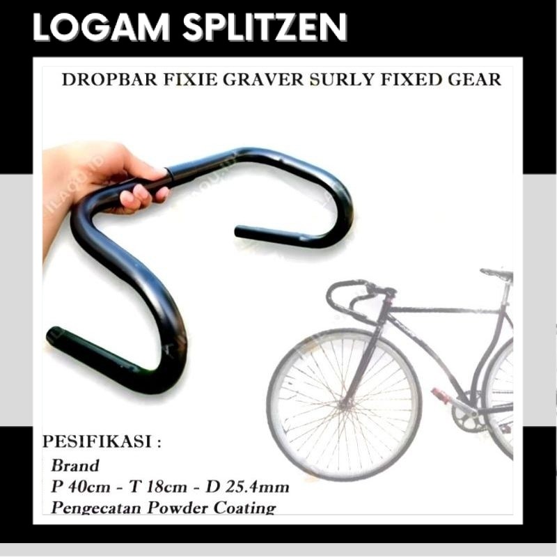 Dropbar Fixie Standar Roadbike 25.4 Stang Sepeda Balap Touring Fixie Handlebar Bullhorn Gravel Fixed