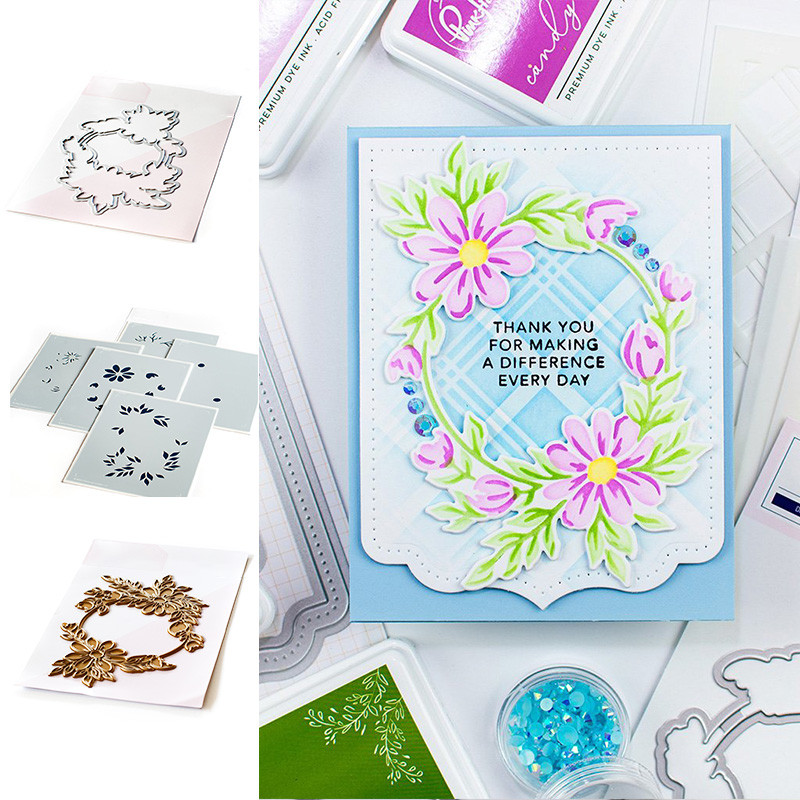

New 2021 Daisy Wreath Metal Cutting Dies Stencil Hot Foil for DIY Scrapbooking Album Stamp Make Paper Card Embossing New Die Cut