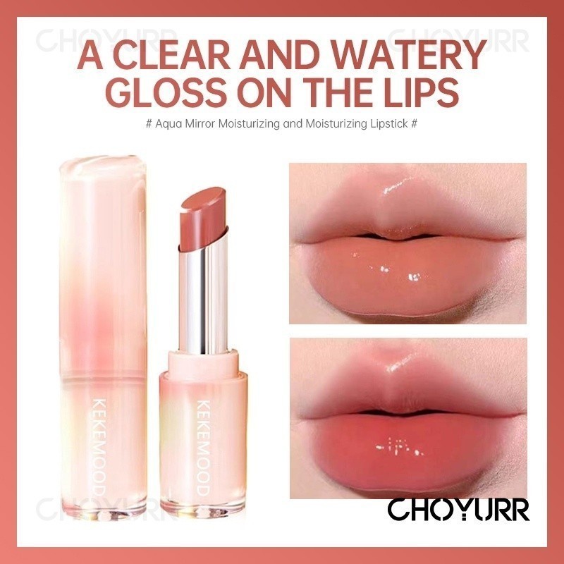 【COD】KEKEMOOD Watery Glow Lipstik Keke Mood Gloss Lip Mirror Moisturizing Whitening Pelembab Tahan L