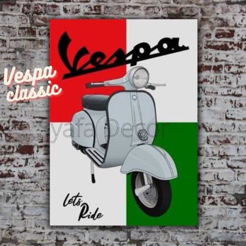 Poster Motor Vespa - Hiasan dinding motor klasik - Poster Retro - Poster Vespa Sprint - Pajangan din