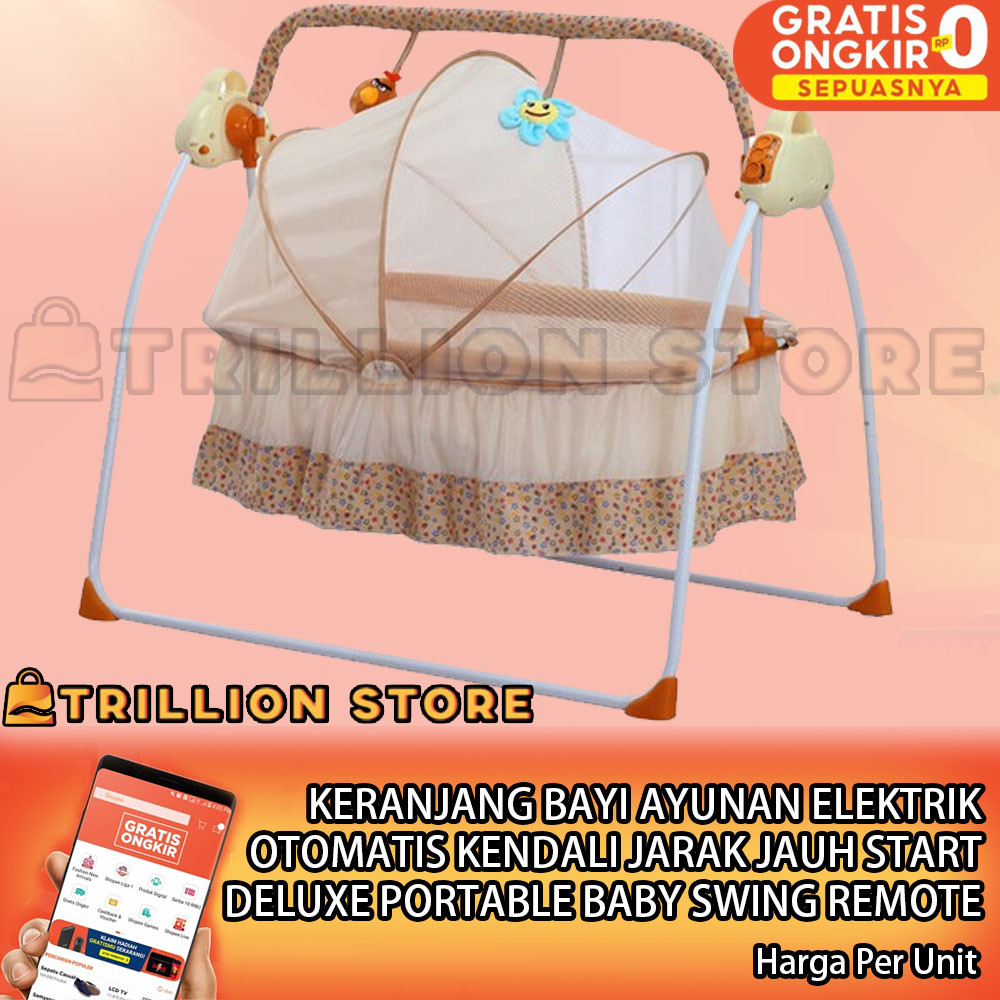 Ayunan Baby Elektrik Otomatis Keranjang Bayi Kendali Jarak Jauh Start Deluxe Portable Swing Rocker B