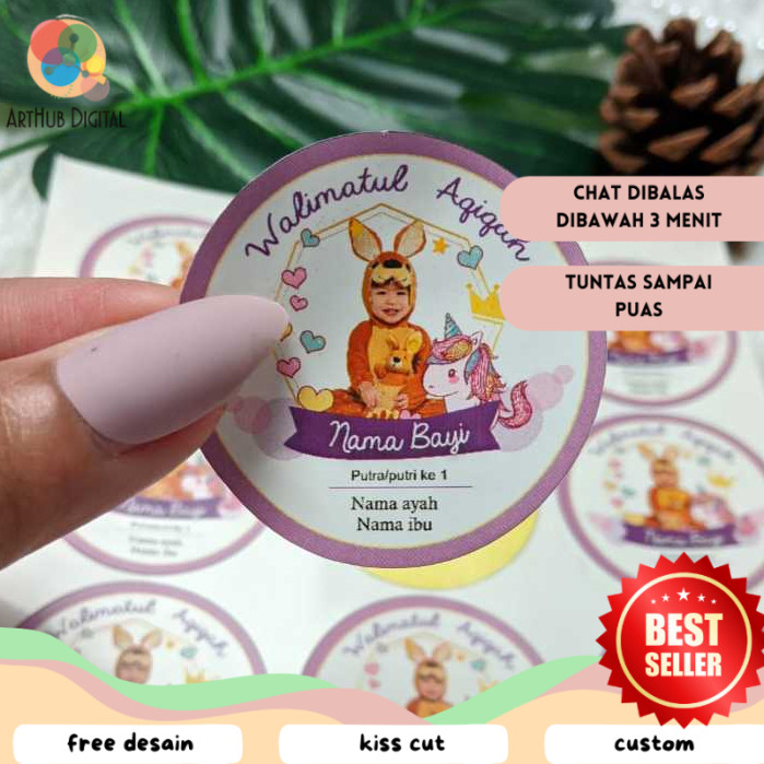 

AHD 9-15 Cetak Sticker Aqiqah Anak Bayi Label Kikah Stiker Bulat Akikah Free Desain Uk.Besar