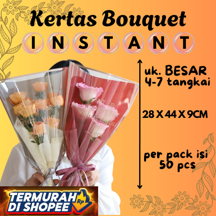 

PEMBUNGKUS BUKET INSTANT SIZE L PLASTIK KERTAS CELLOPHANE LIST GOLD UNTUK BUKET BUNGA BOUQUET UANG SNACK
