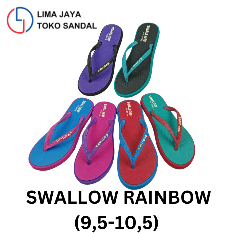 Swallow Rainbow Sandal Jepit Karet Wanita Santai Berkualitas Premium Anti Slip Lentur NEW ERA