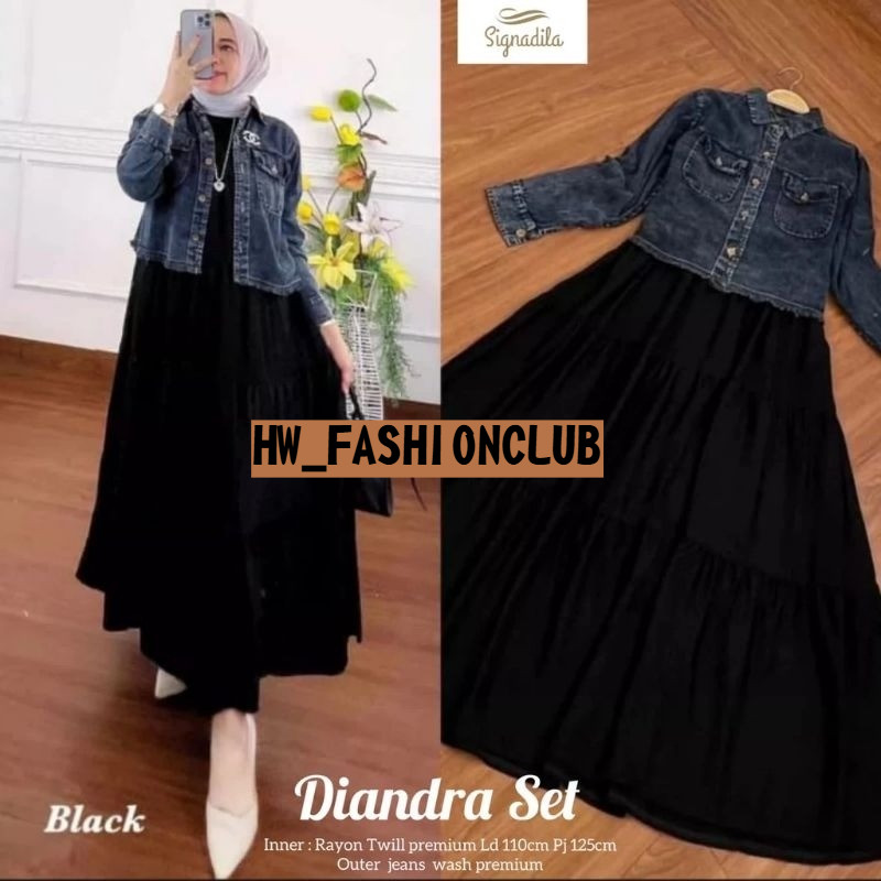 HEW ONE SET JAKET JEANS CROP DAN INER SUSUN DRESS  SETELAN WANITA KEKINIAN DAN VIRAL UKURAN JUMBO