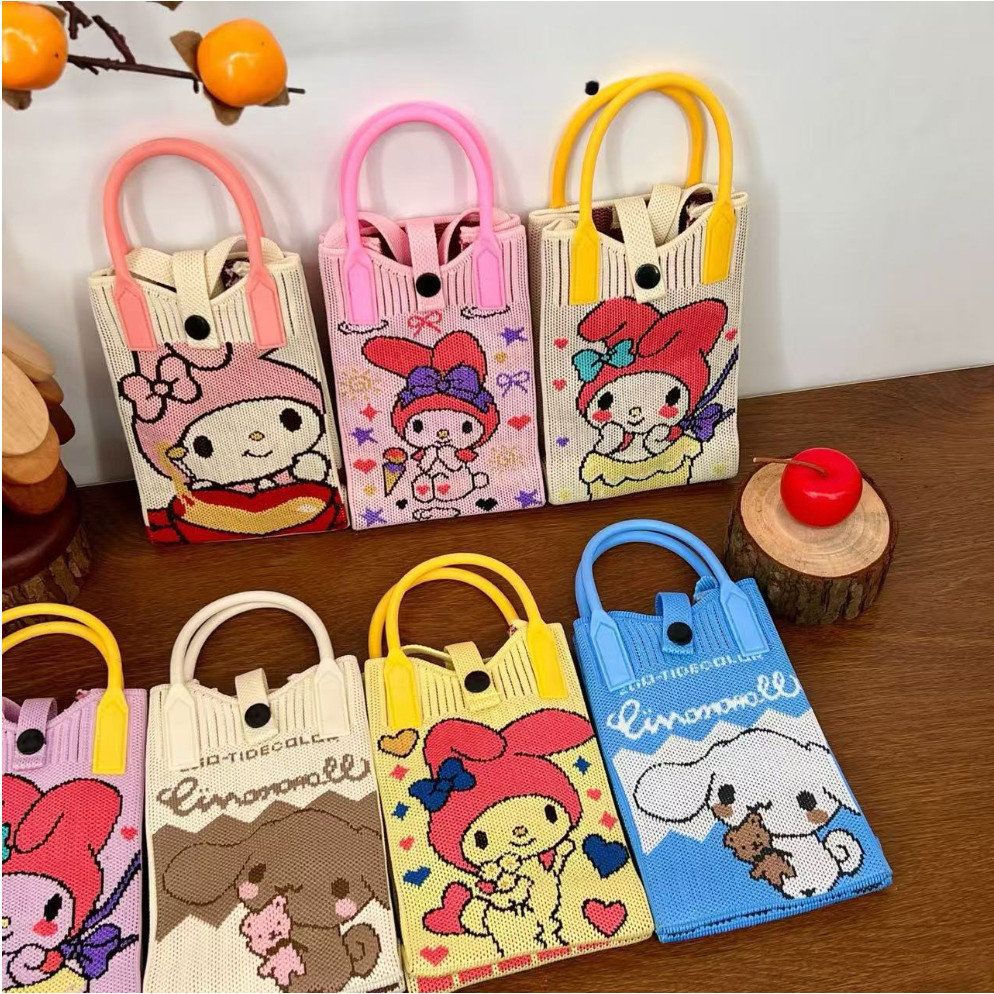 Sanrio Knitted Mini Sling Bag Premium Tas HP Rajut Selempang Anak dan Wanita Korean Style Motif Lucu