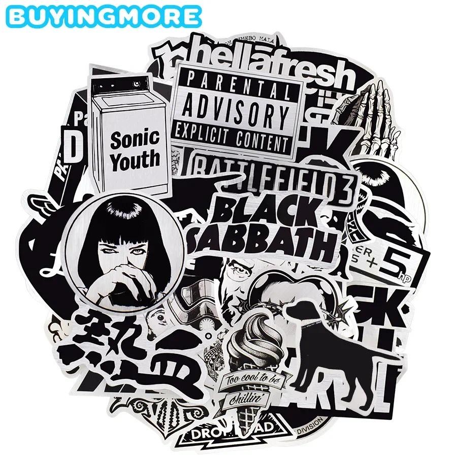 

50 PCS Silver Color Metallic Stickers for Kids Graffiti Punk Sticker for Laptop Skateboard Bike Car Dark Wind Stickers Toys DIY