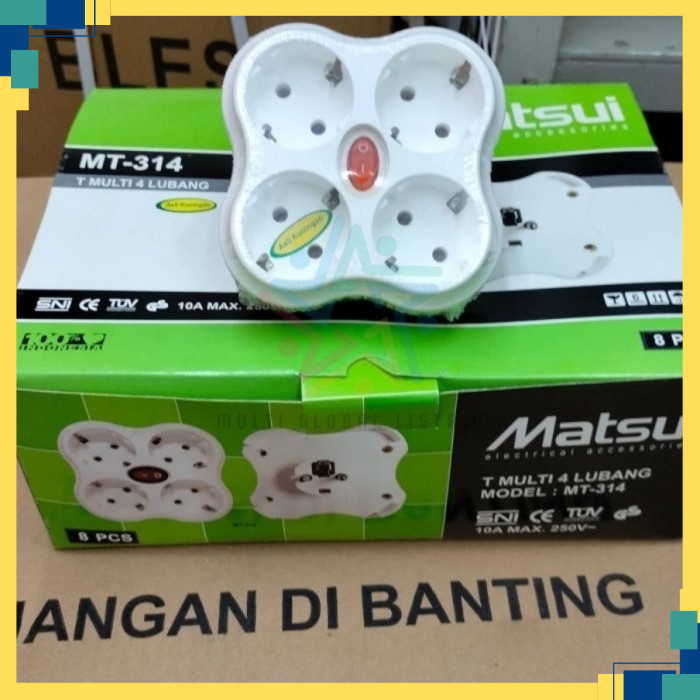 T MULTI COLOKAN LISTRIK LUBANG 4 + Saklar - MATSUI MT314