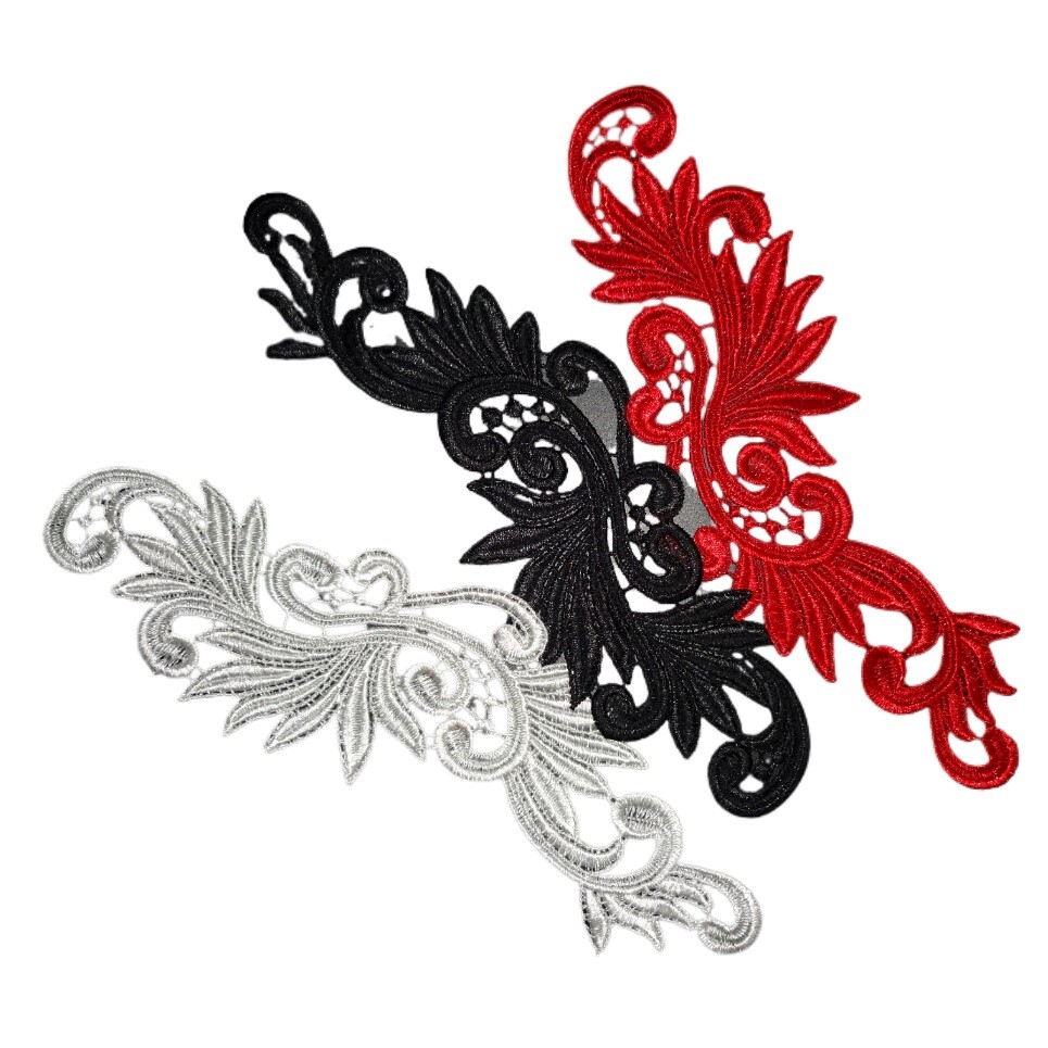 

2Pairs/4pcs decorative embroidery clothes red wedding dress bridal badge headband motif patch lace applique flower wedding