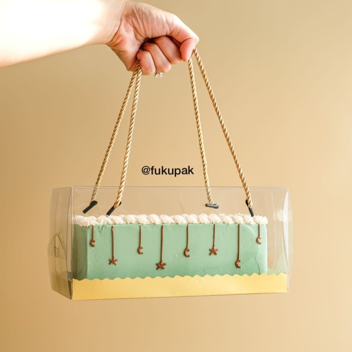 

Box Mika + Tali 31x12, Kotak Kue Roll Cake Tart Bolu Gulung (20pcs) - GOLD tali GOLD, 31x12xT10