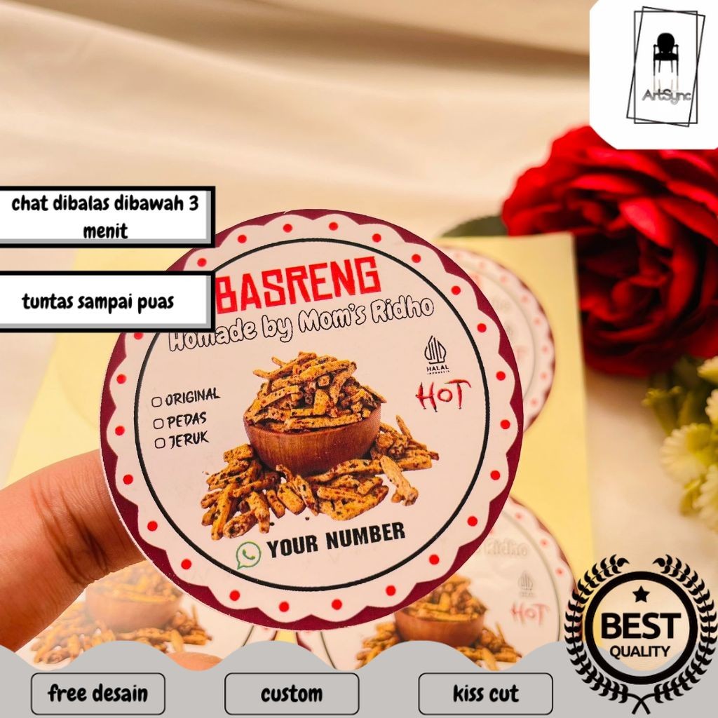

Syncart 9-15 Cetak Stiker Label Cemilan Basreng Sticker Makanan Baso Goreng Pedas Free Desain
