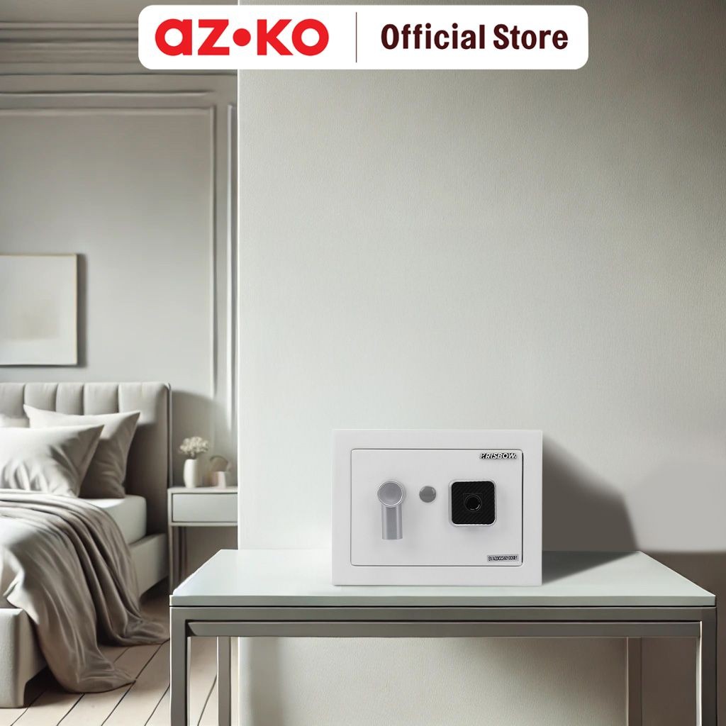 AZKO Krisbow Brankas Besi 17fp 1/3 Mm - Putih Steel Safe Fingerprint Lemari Brangkas Besi Safety Box