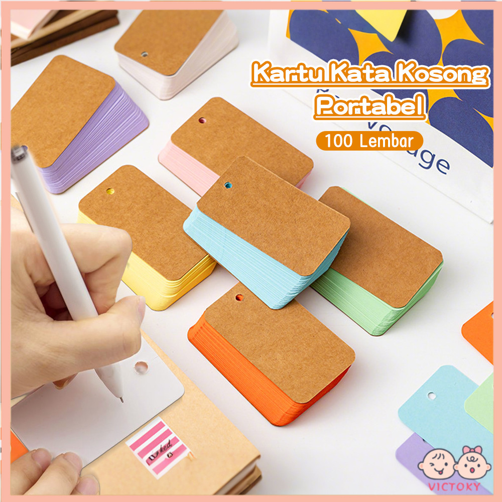 VICTOKY Notebook Portabel Flash Card Kosong Mini 50/100 Lembar