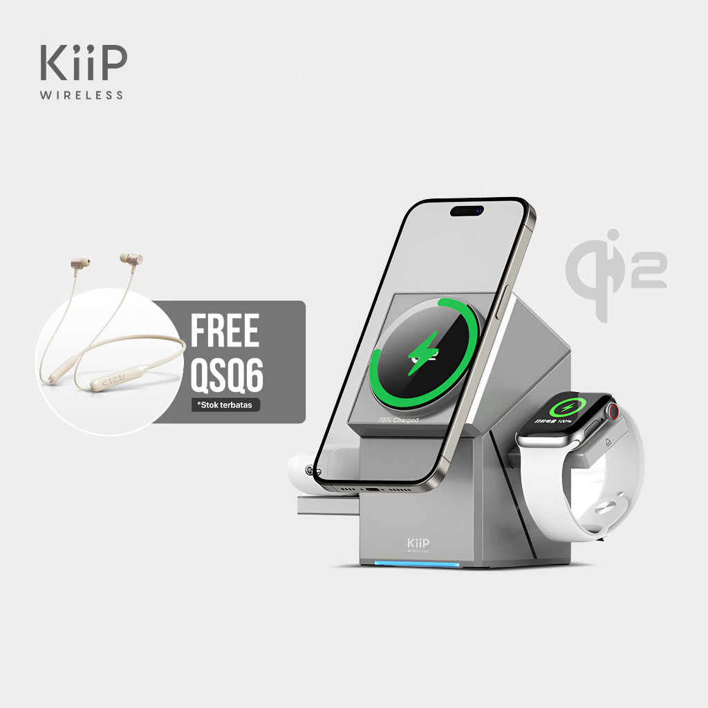 Restok KiiP Wireless T2 3in1 Wireless Charging Station Fast Charging 15W Qi2