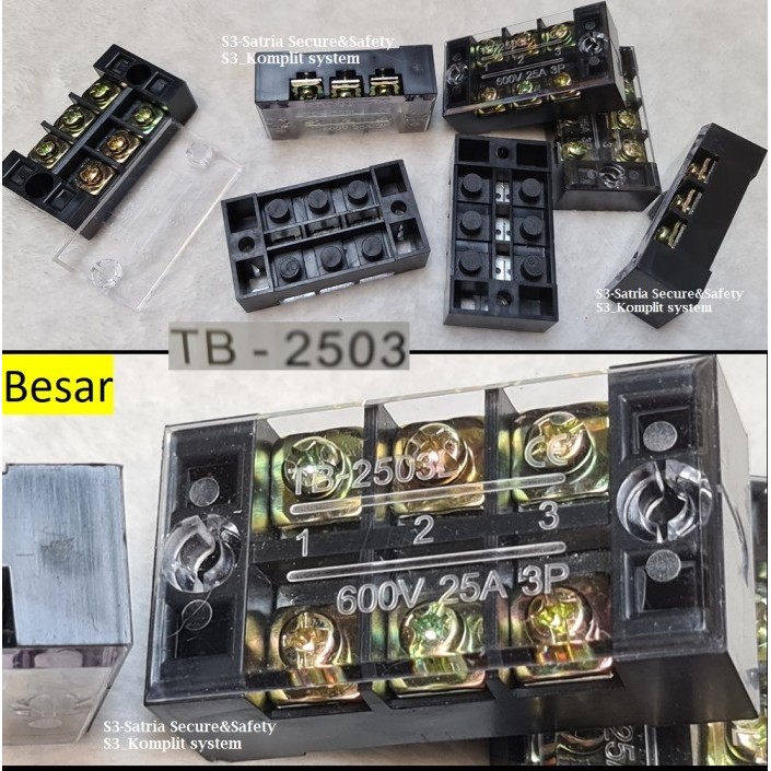 Besar TB2503 25A Terminal Baut Blok 3P block 3 jalur kabel TB2503L