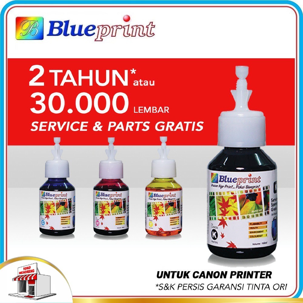 1 Set Tinta Canon 100ml Blueprint Refill For Printer Canon 4 Botol ( Cyan, Magenta, Yellow, Black )